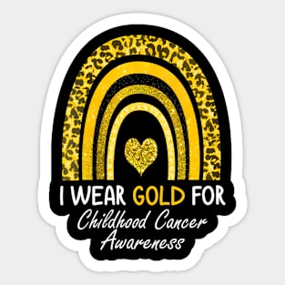 Womens Leopard  I Wear Gold Childhood Cancer Awareness Sticker